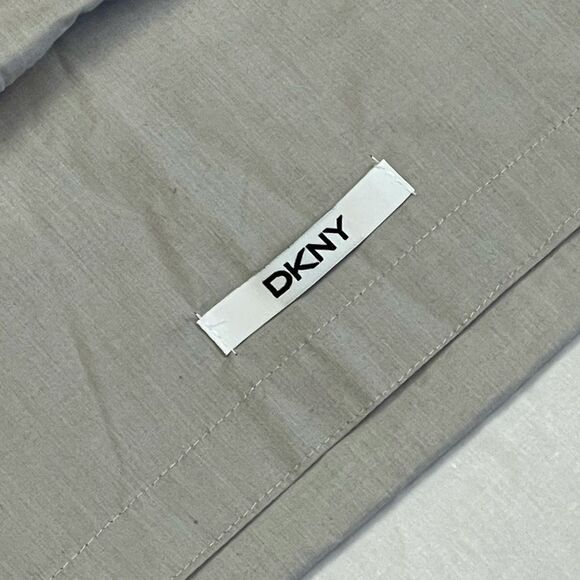 DKNY Satin Gray Window Pane Quilt Double Tie KING Pillow Sham Set - Picture 10 of 14